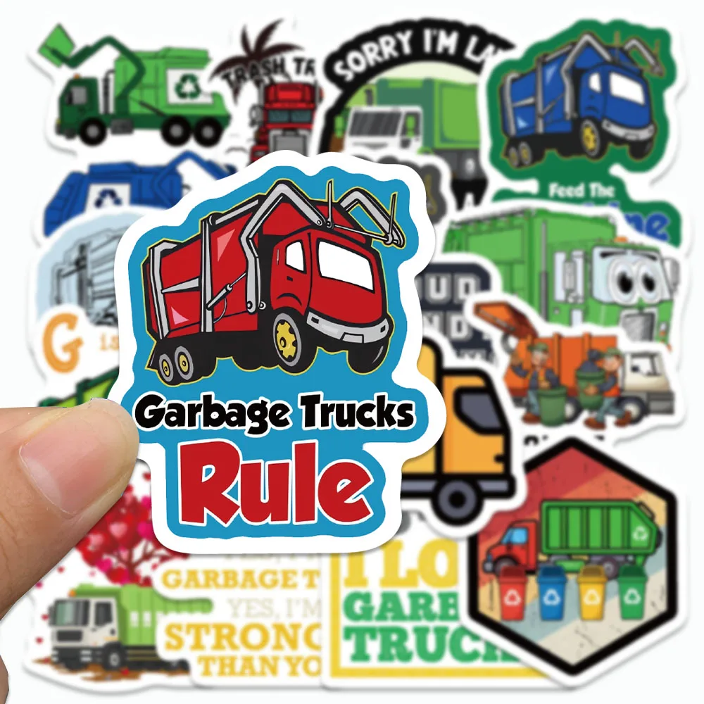 50PCS Garbage Truck Stickers Environmental Protection Decals For Cup Fridge Suitcase Notebooks Skate Graffiti Stickers Toy