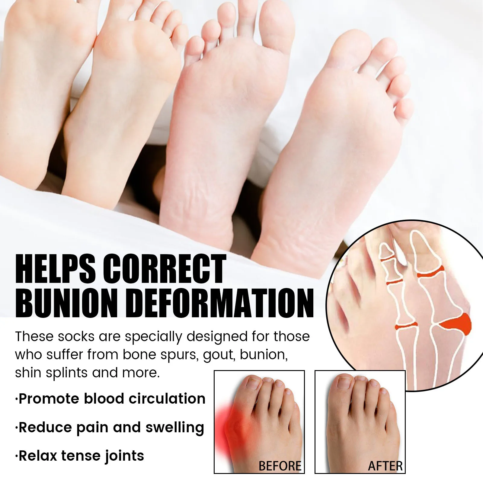 Unisex  Anti-Bunions Health Sock Hallux Valgus Correcting Sock Aching Bunion Relief Breathable Foot Care Sock