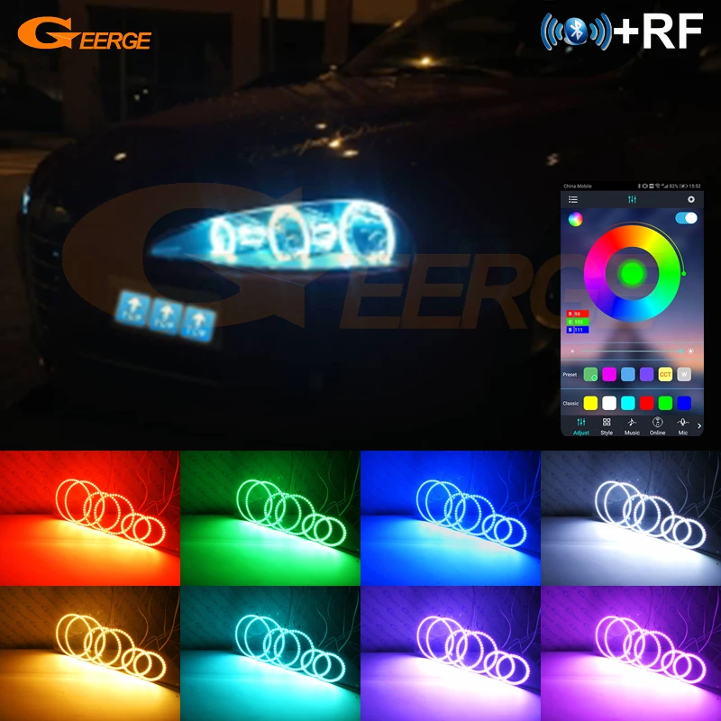 Dla Alfa Romeo 147 2005 2006 2007 2008 2009 2010 RF Remote BT App Multi-Color Ultra Bright RGB LED Angel Eyes Kit Halo Rings