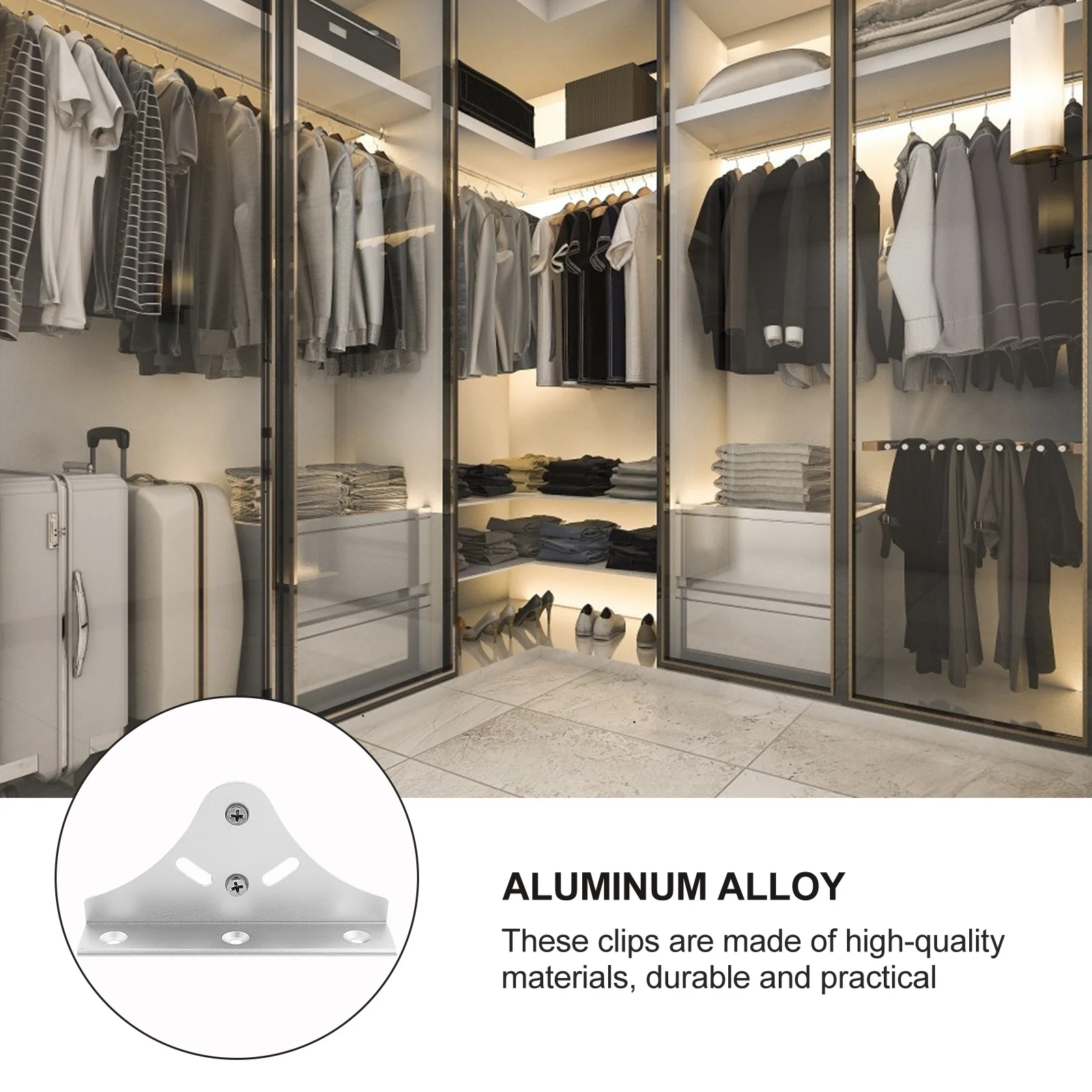 

2pcs Aluminum Profile Pillar Shelf Support Brackets Silver Oxidized Anti-Stain Durable Lightweight Corrosion Resistant