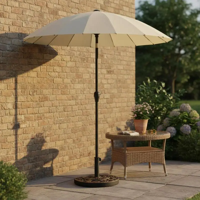 

9kg Resin Parasol Base, Half Round Umbrella Stand with Floral Design for Garden, Outdoor, Suitable Umbrella Rod: Φ3.8cm, Φ4.8cm, Bronze Tone