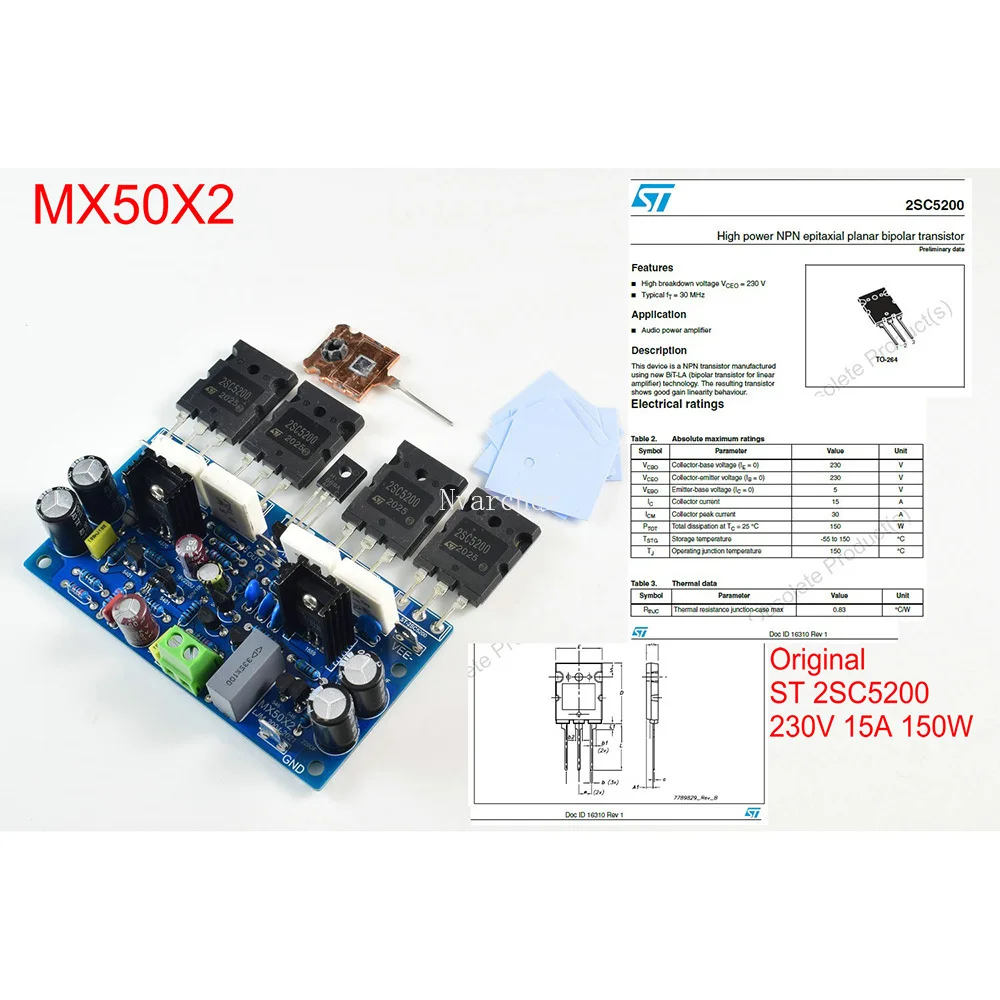 2PCS MX50X2 Dual Channels Audio Power Amplifier Board 200W8R HiFi Stereo Amplifiers