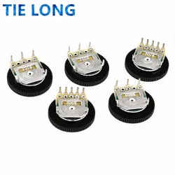 10pcs Double Dial Taper Volume Wheel Duplex potentiometer B102 B103 B203 B503 B104 1K 2K 5K 10K 20K 50K 100K 3Pin 5Pin 16*2mm