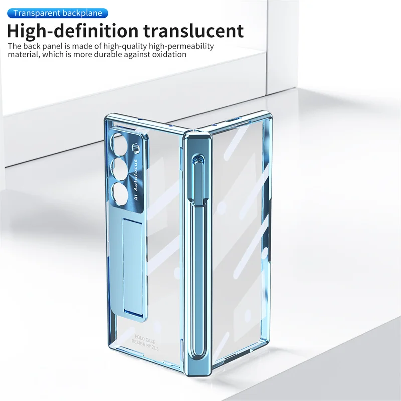 Electroplated Magnetic Double Hinge Folding Phone Case For Samsung Fold 3 4 Clear Folding For Samsung Fold 5 6 Protective Cover