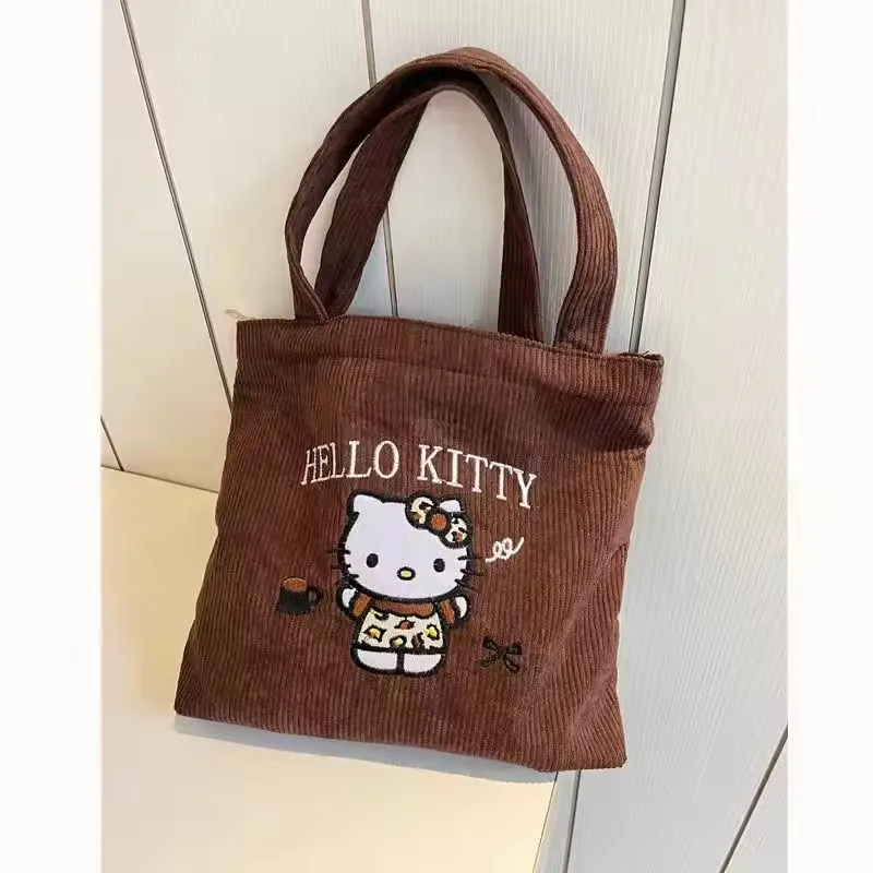 

Новая сумка Hello Kitty, милая вышитая сумка большой вместимости, вельветовая японская маленькая сумка, школьная сумка на одно плечо для студентов