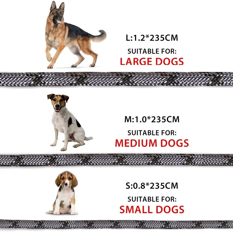 Reflective Nylon Leashes Pet Dog Chain Traction Rope Lead for Running Free Hands Rope Chain for Small Medium Large Dog Chihuahua