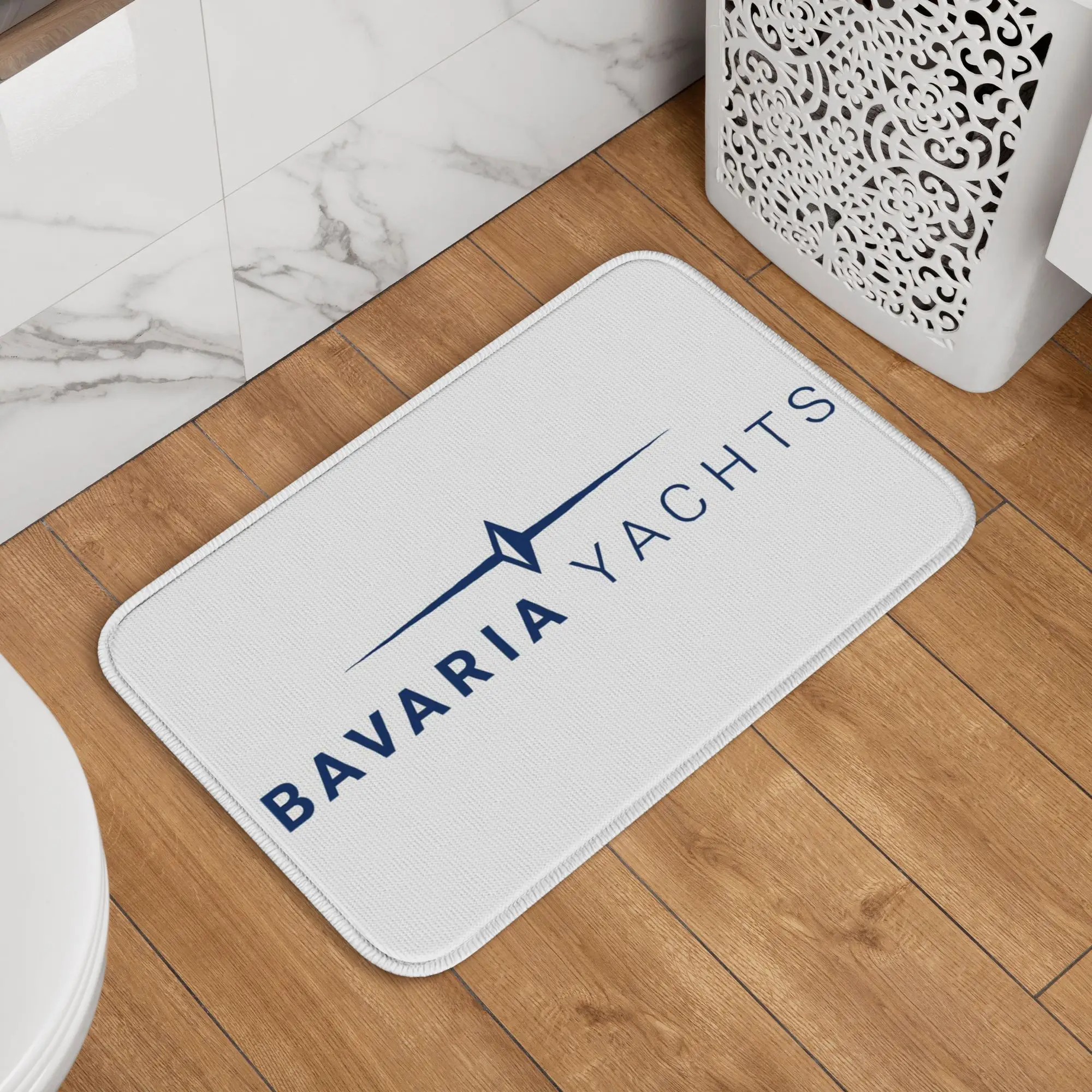 Bavaria Yachts Blue Silver Logo Doormat Water oil proof Carpet Rug Kitchen Entrance Home Floor Mat for Bedroom Footpad Mats