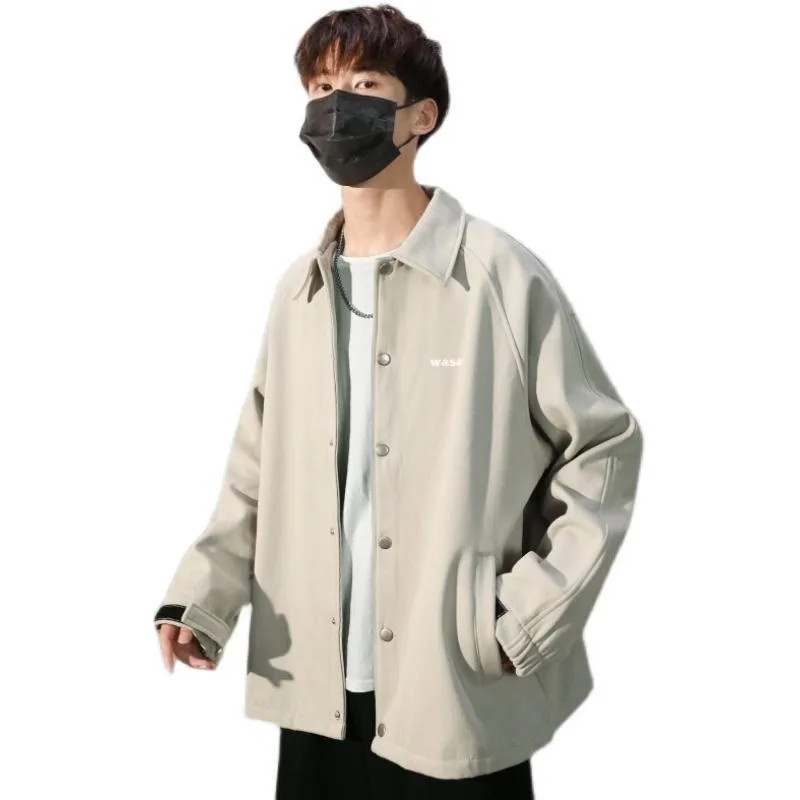 

Мужское пальто осень-зима 2025, новая модная и красивая рабочая одежда с лацканами, повседневная тонкая свободная куртка в корейском стиле