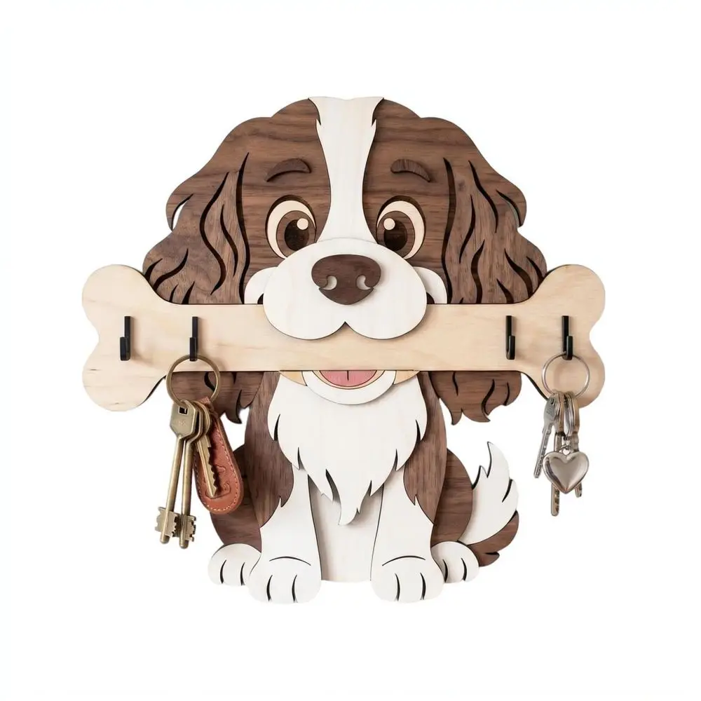 Cute Dog Shape Wood Key Hook Wall Organizer Rustic Entryway Hanger Storage Decor For Hanging Keys Home Accessories