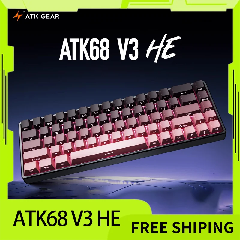 

ATK68 V3 HE Магнитный переключатель Клавиатура из алюминиевого сплава с ЧПУ 8000 Гц Проводная RGB игровая клавиатура с горячей заменой для Win/Mac Настольный подарок