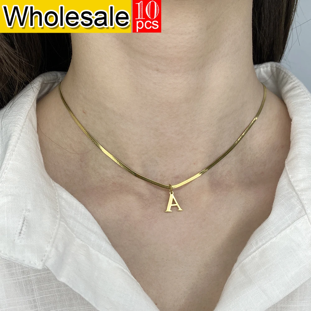 

26 letters A-Z snake chain necklace women's pendant stainless steel necklace women's jewelry gift wholesale new 2024