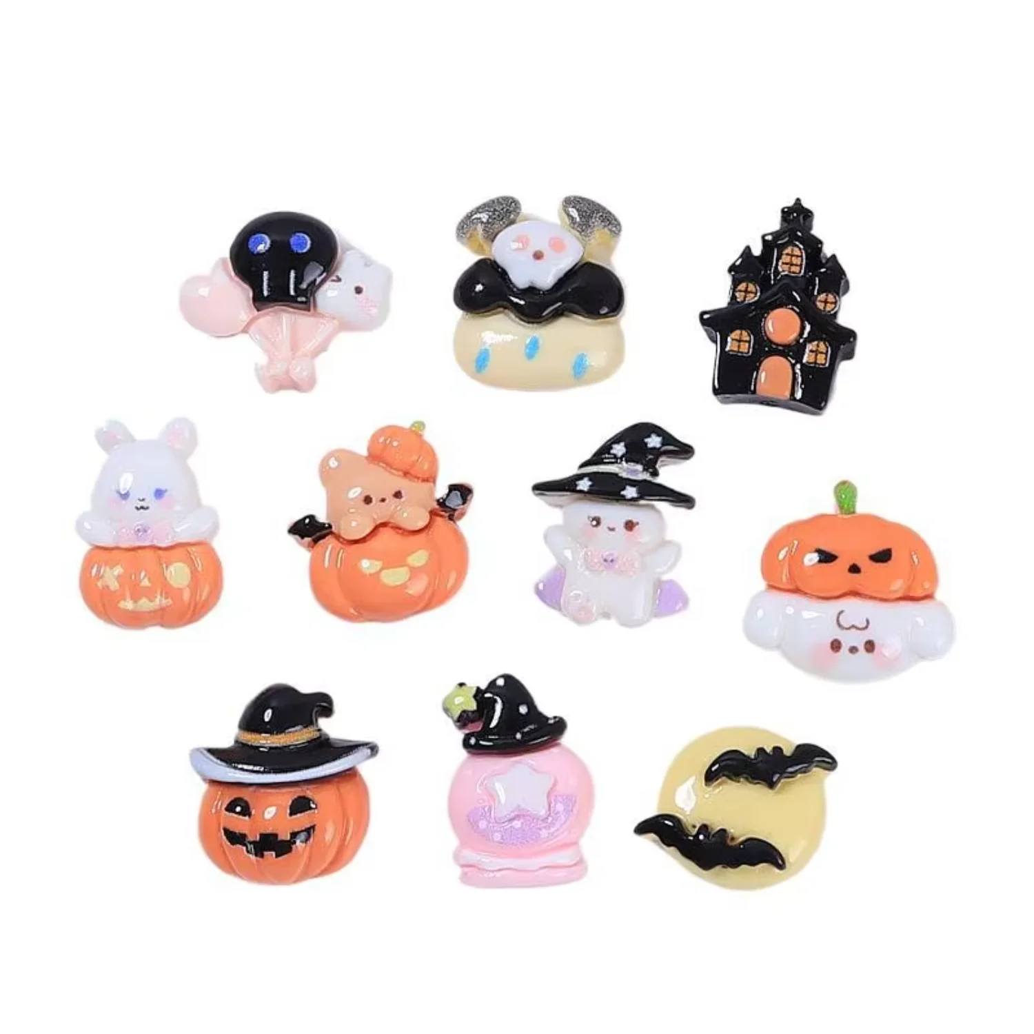 Halloween Resin Charms Mini Pumpkin Ghost for Diy Shoes Decor Nail