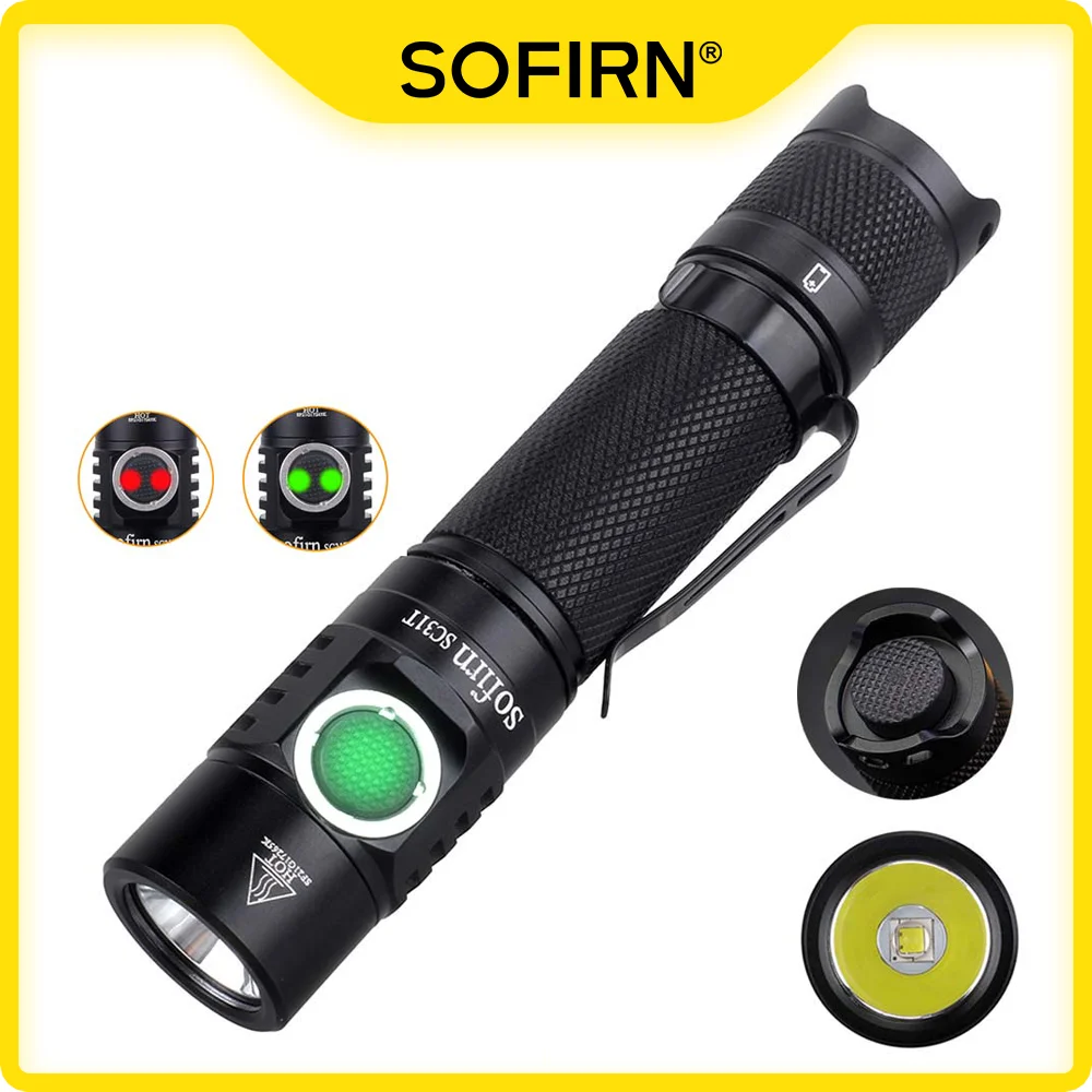 Sofirn-Lampe de poche LED DulFlashlight, Lanterne extérieure, Torche injuste, Rechargeable 18650 USB C, SC31T, SST40, 2000strada