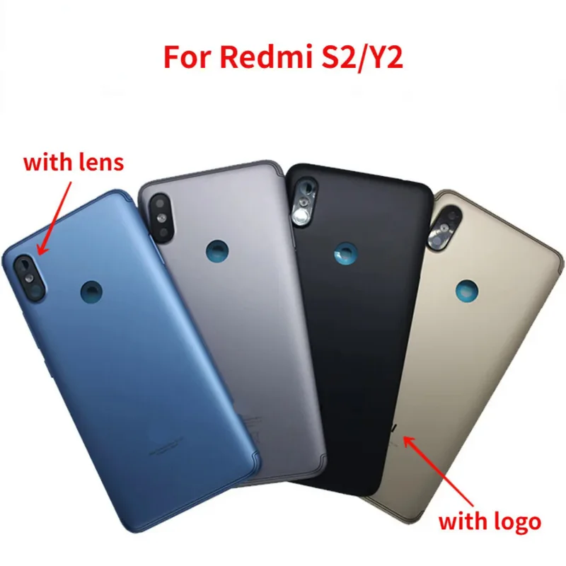 For Xiaomi Redmi S2 Rear Back Battery Cover Door for Redmi Y2 Housing Case with Camera Flash Lens Spare Parts