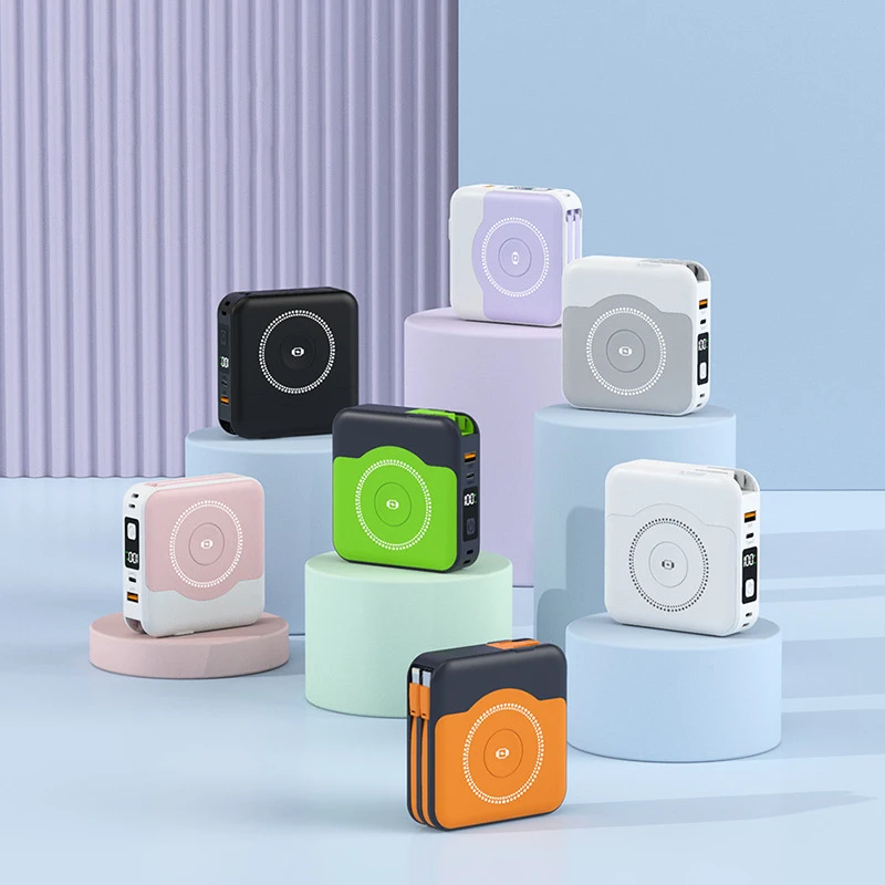 6in1マグネット式ワイヤレスモバイルバッテリー、iPhone 16、iWatch、AirPods対応、22.5W急速充電、旅行用壁掛け充電器、ACプラグ付き