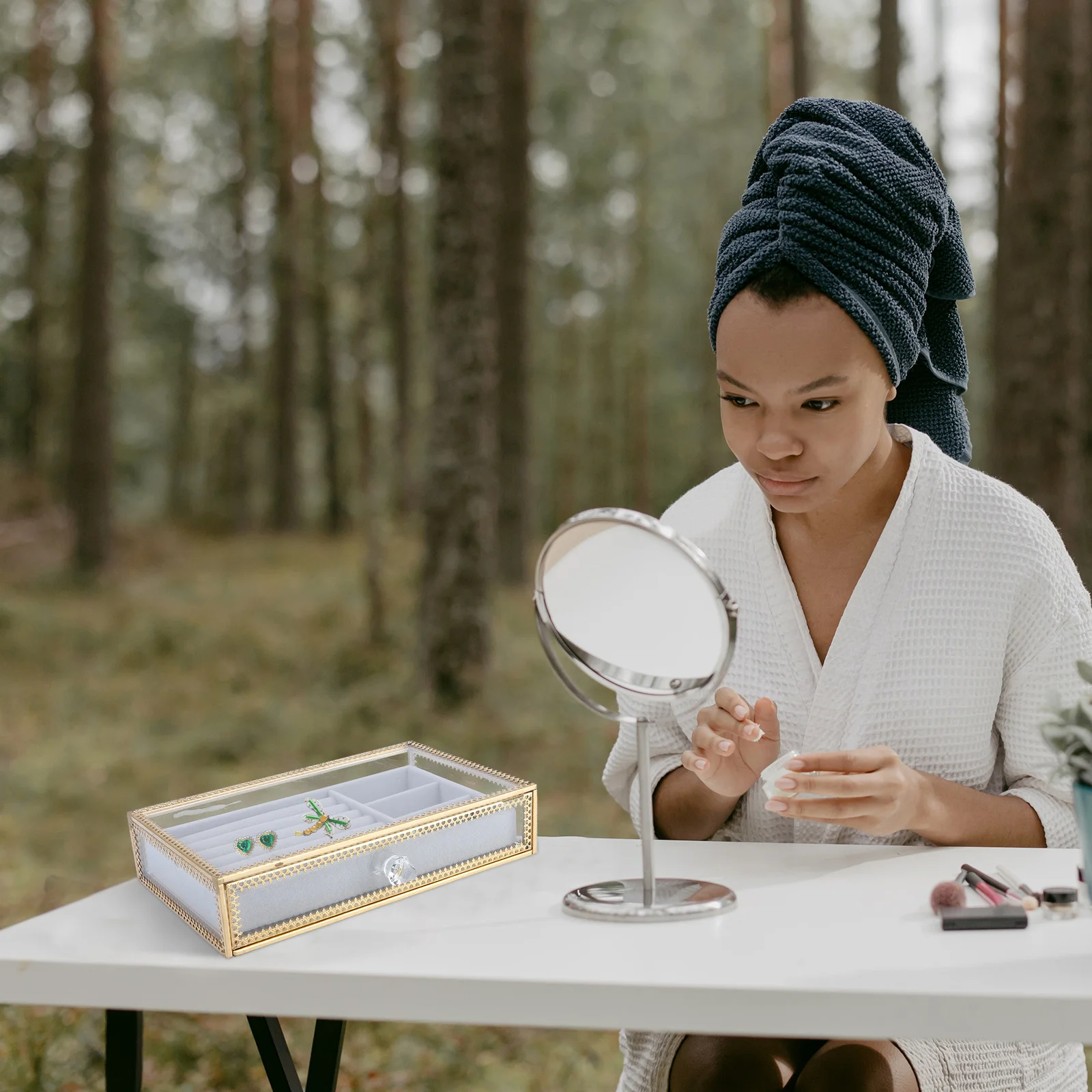 

1Set Jewelry Organizer Premium Material Jewelry Box for Necklace Earring Storage Drawer Style Case Space-Saving Solution