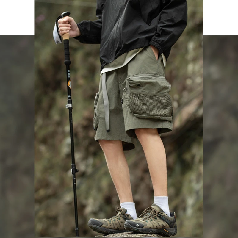 Outdoor three-proof sports shorts functional wind multi-pocket waterproof sweatpants men clothing