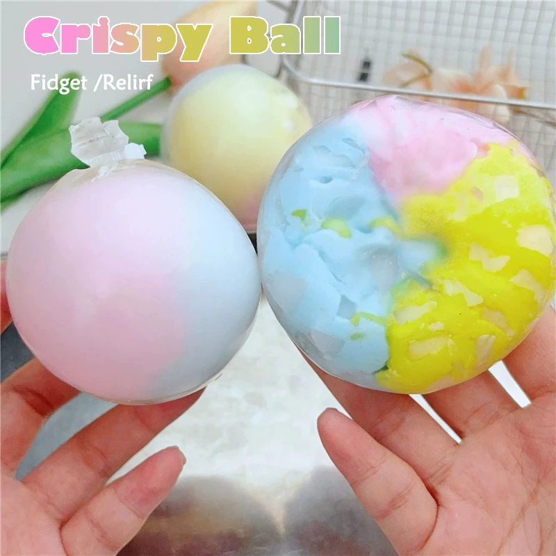 Macaron Crack Squeeze Crispy Shell Ball Sensory Fidget Relief Toy Soft Inner Hand Squish Toy ASMR Satisfying Decompression Toy