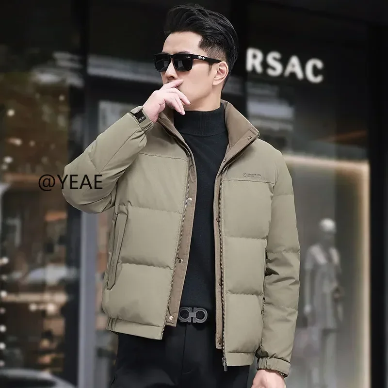 YEAE Men's Winter Down Jacket Duck Down Luxury Male Padding Stand Collar Short Jackets Casual Man Sack Padded Coats for Men