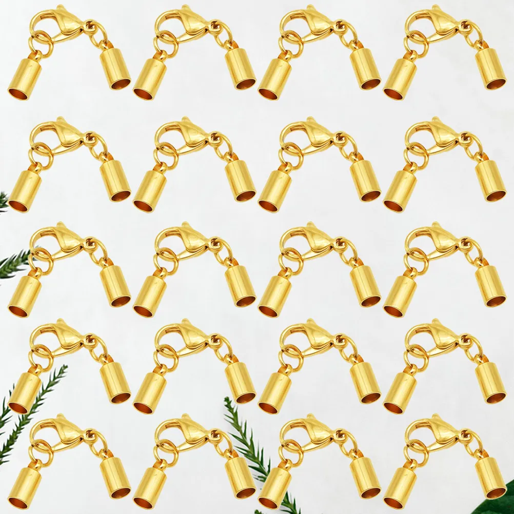 

20Pcs Stainless Steel Jewelry Fastener Cord Buckle Lobster Clasp for Necklace Bracelet DIY Craft Projects 1.2mm Hole