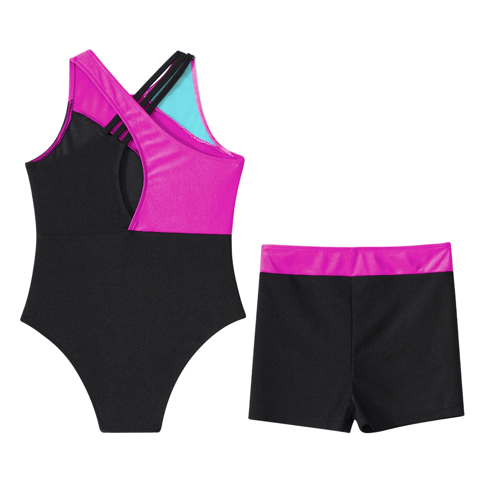 Justaucorps de gymnastique avec biscuits brillants pour filles, justaucorps de danse de ballet pour enfants, costume de batterie, ensemble de shorts, maillot de ballet, vêtements de danse Unitard