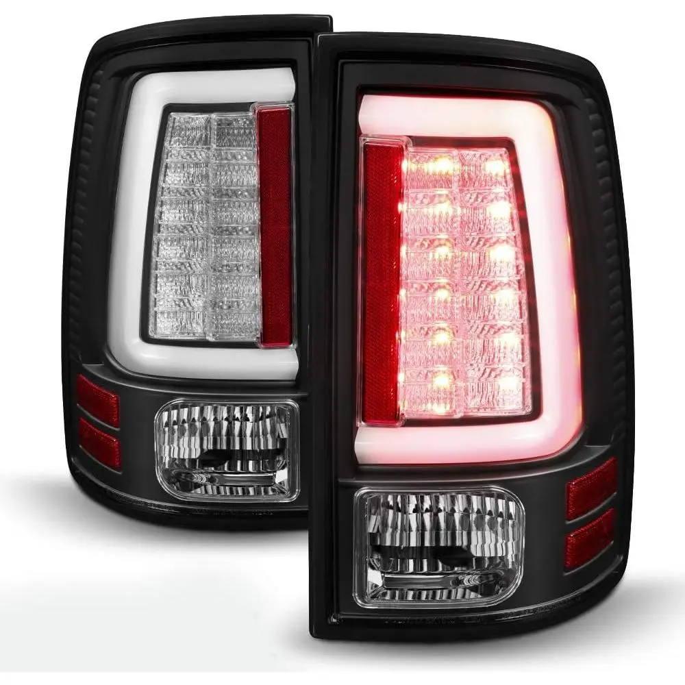 

- For [Factory LED Tail Light Model] 2013-2018 Dodge Ram 1500 Black LED Tube Tail Lights Brake Lamps V2 Pair