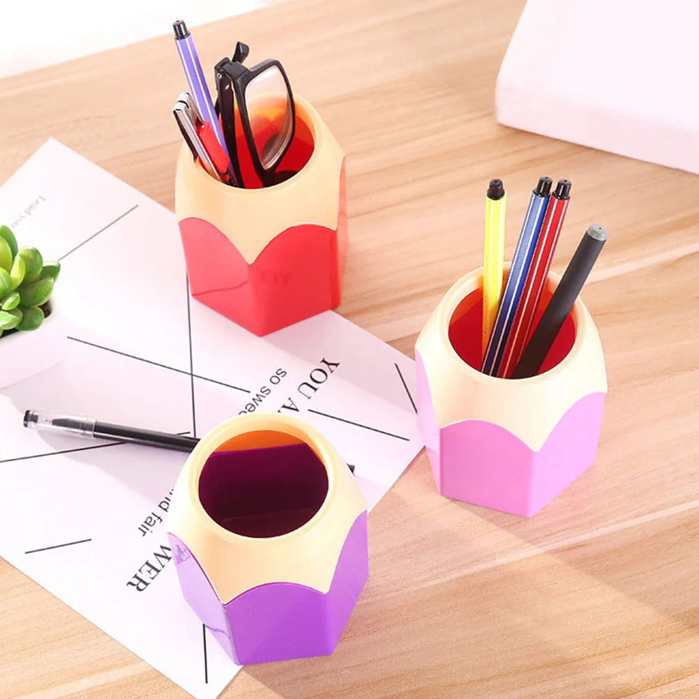 5 Pcs Student Stationery Desktop Storage Pen Holder Eyebrow Pencil Holders for Makeup Brush Unique Painting Abs