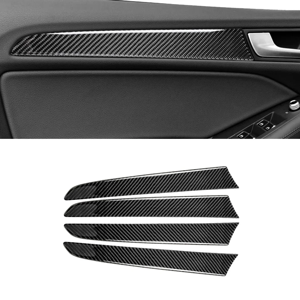 

For Audi Q5 2009 2010 2011 2012 2013 2014 2015 2016 4pcs Carbon Fiber Interior Window Door Panel Trim Cover Strip