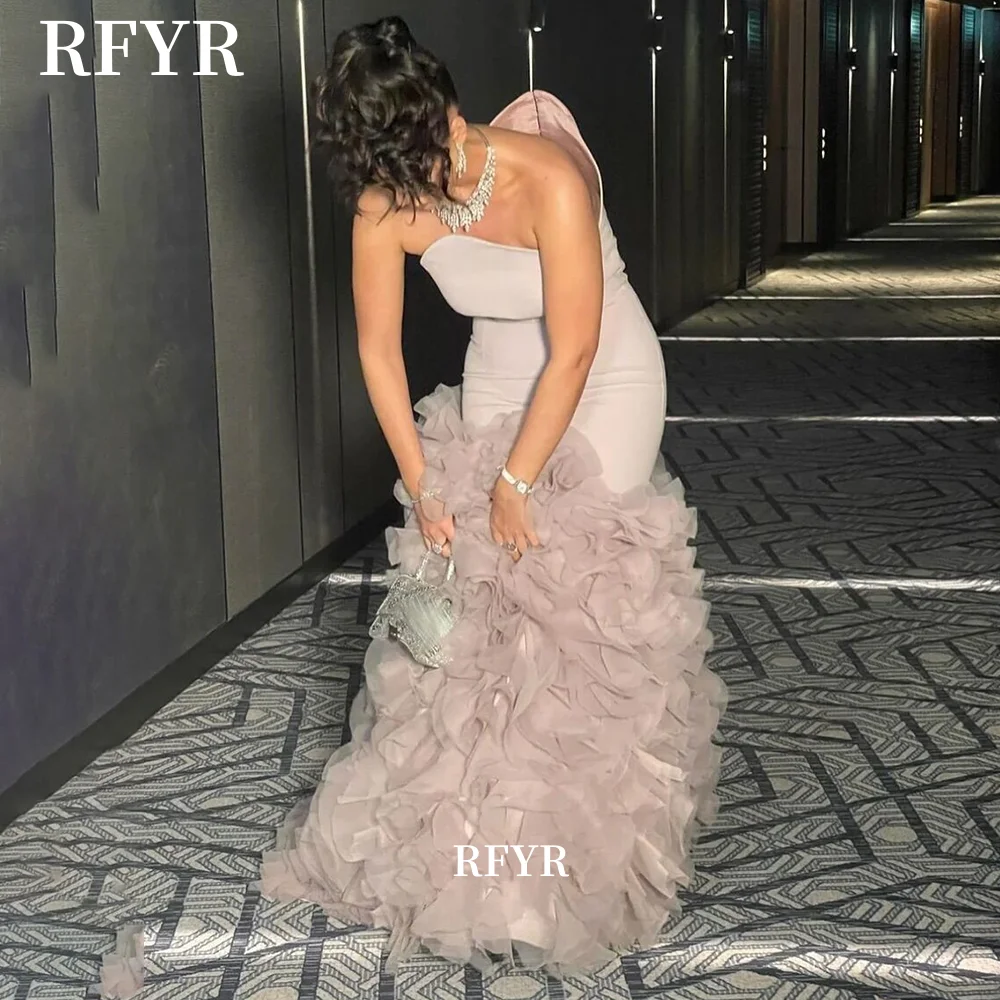 ชุดราตรีทรงเมอร์เมดแบบไร้สายรัด รุ่น RFYR ชุดราตรีงานพรอมหลายชั้น ชุดเดรสออกงานจับจีบ สามารถสั่งตัดได้