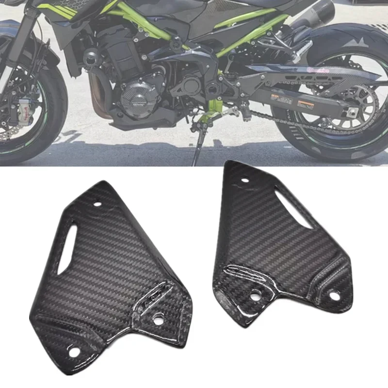 

For KAWASAKI Z900 2017-2024 Rearsets Foot Rest Peg Protector Real Carbon Fiber Motorcycle Footrest Heel Guard Cover Accessories