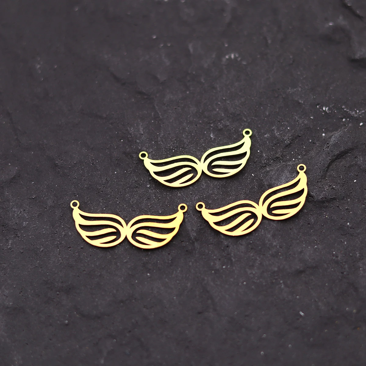 3 قطعة أجنحة الملاك المزدوجة سحر لصنع المجوهرات أساور رائعة قلادة الفولاذ المقاوم للصدأ قلادة DIY بها بنفسك اليدوية هدايا الاطفال #2
