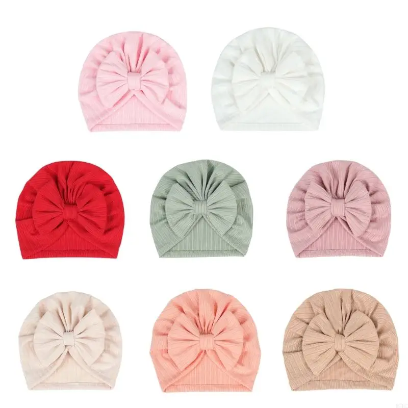 97BC Infant Hospital Hat Baby Beanie Hat Newborn Girl Boys Breathable Indian Bow Hat
