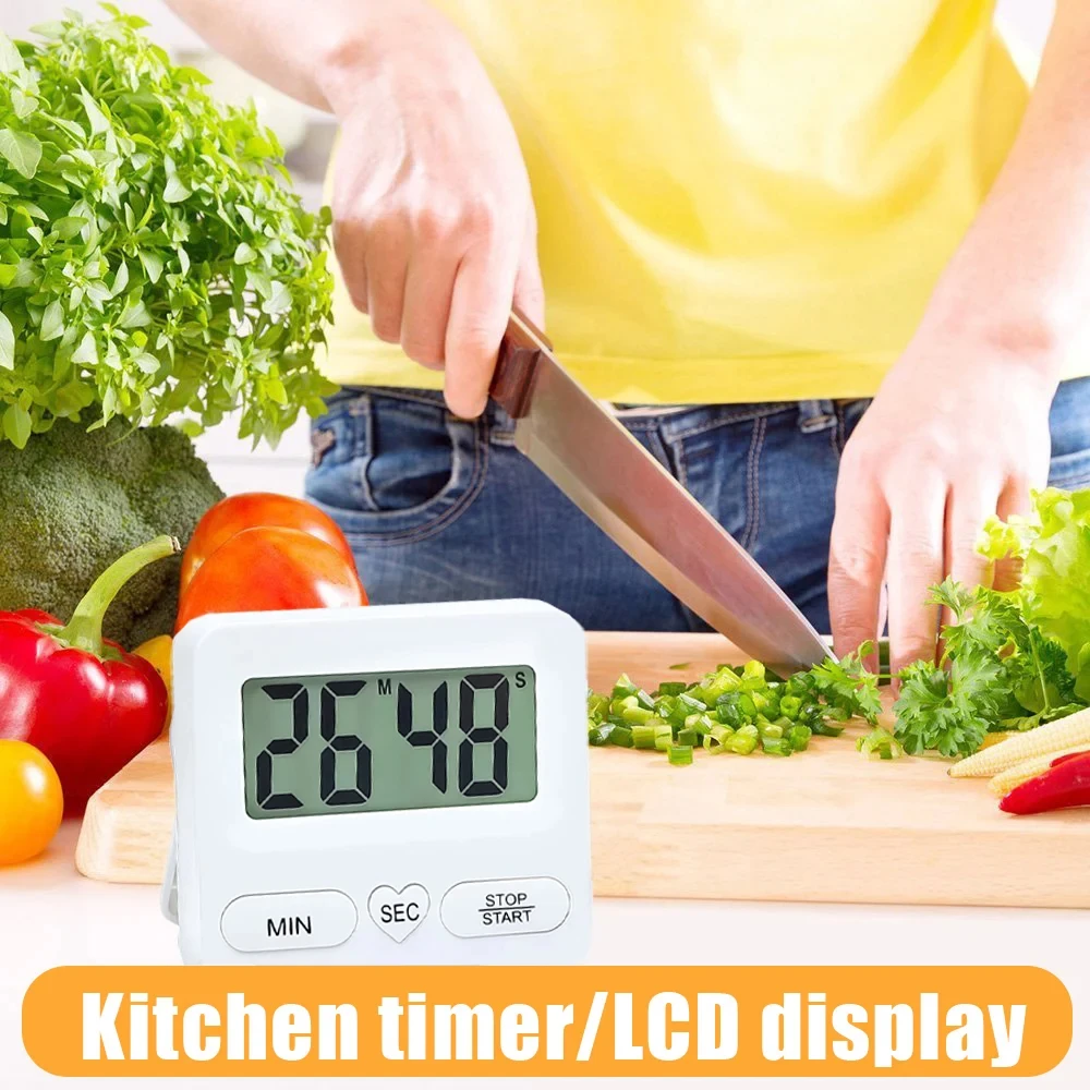 Digital Display Cooking Kitchen Timer LCD Display Electronic Timer Positive Negative Baking Timer Reminder Timing Big Loud Alarm