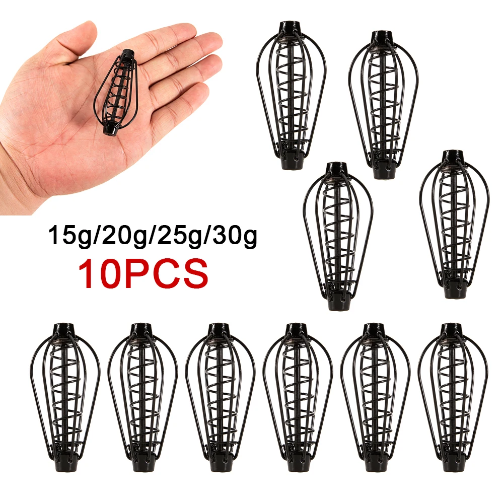 

Premium 6.7cm Iron Fishing Tackle Set 10 Pieces Black Spring Carp Feeders 15/20/25/30g Methods Swim Feeder Tools Precise Angling