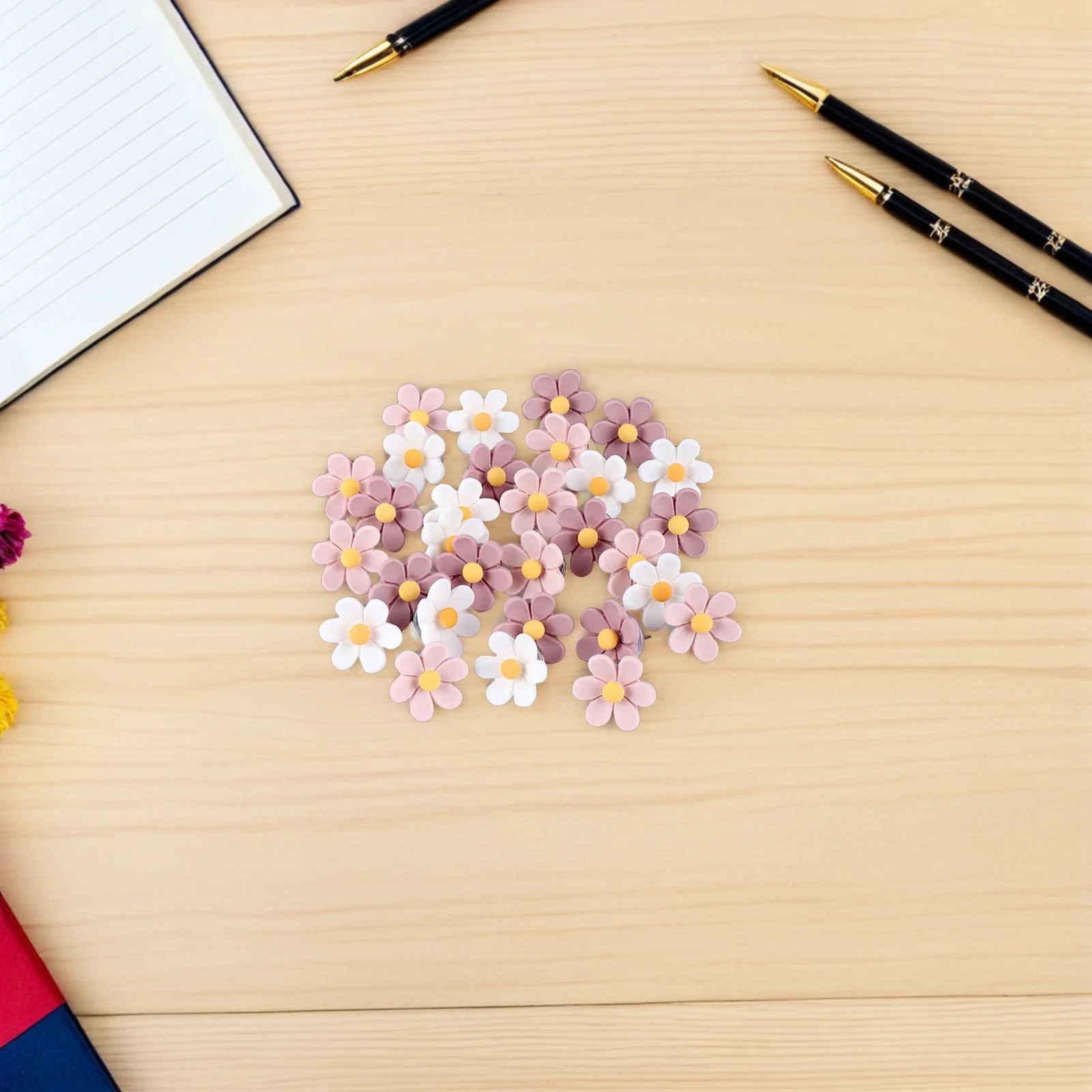 

50pcs Realistic Flower Push Pins Decorative Thumb Tacks For Cork Board Bulletin Wall Hanging Photo Display Floral Office School