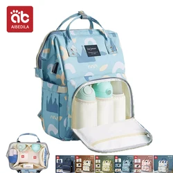 AIBEDILA Mumie Große Kapazität Windel Tasche Rucksack Wasserdichte Outdoor USB Ladung Reise Windel Mutterschaft Baby Kinderwagen Windel Tasche