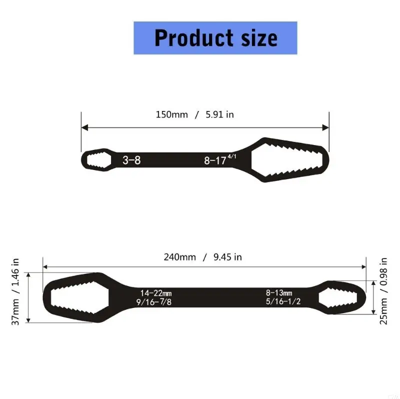 C7AC 3mm-22mm Universal Torxes ประแจหัวคู่ปรับกระชับตัวเอง เครื่องมือ