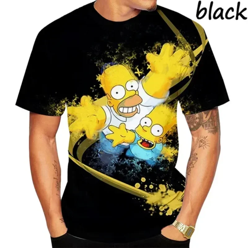 Summer Disney Anime Graphic T Shirt Simpsons 3D Print T-shirt Casual Hip Hop Harajuku Street Unisex Tops Fashion Men Clothing