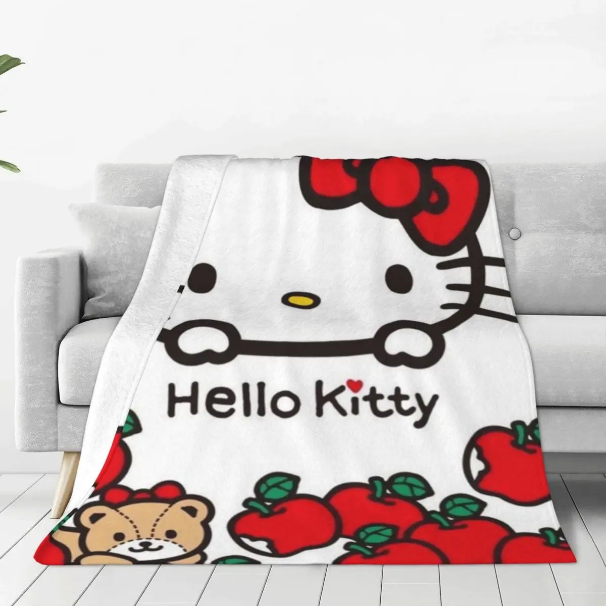 Blanket Travel Office Hello Kitty With Strawberries Bedding Throws Flannel Bedspread For Home DecorFluffy Sofa Bed Cover