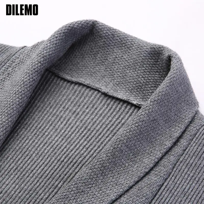 Top Grade New Brand Knit Fashion Cardigan Men Sweater Korean Woolen Casual Long Slim Fit Coats Japanese Jacket Men Clothes