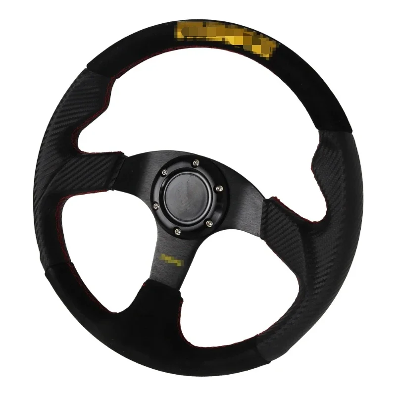 

350mm Car Game Racing Sport Steering Wheel with Horn Aluminum Bracket Carbon Fiber Pattern Nubuck and Real Leather 14inch M Logo