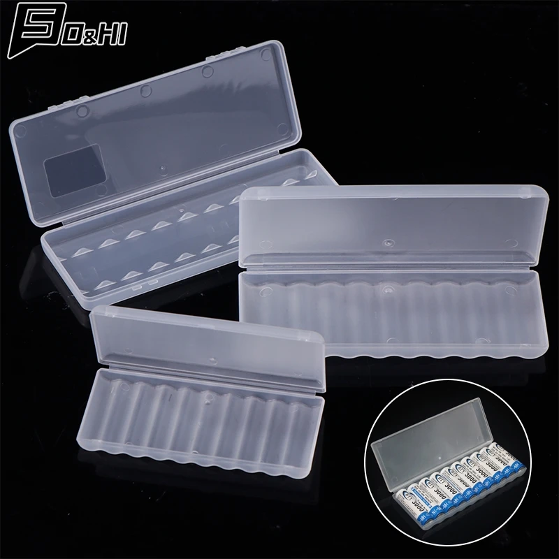 10 Slot Portable Plastic Battery Storage Box Hard Container Case For AAA/AA Battery Organizer Accessories Clear Battery Holder