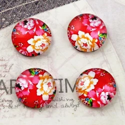 Hot Sale 20pcs 12mm Flower Style Handmade Photo Glass Cabochons