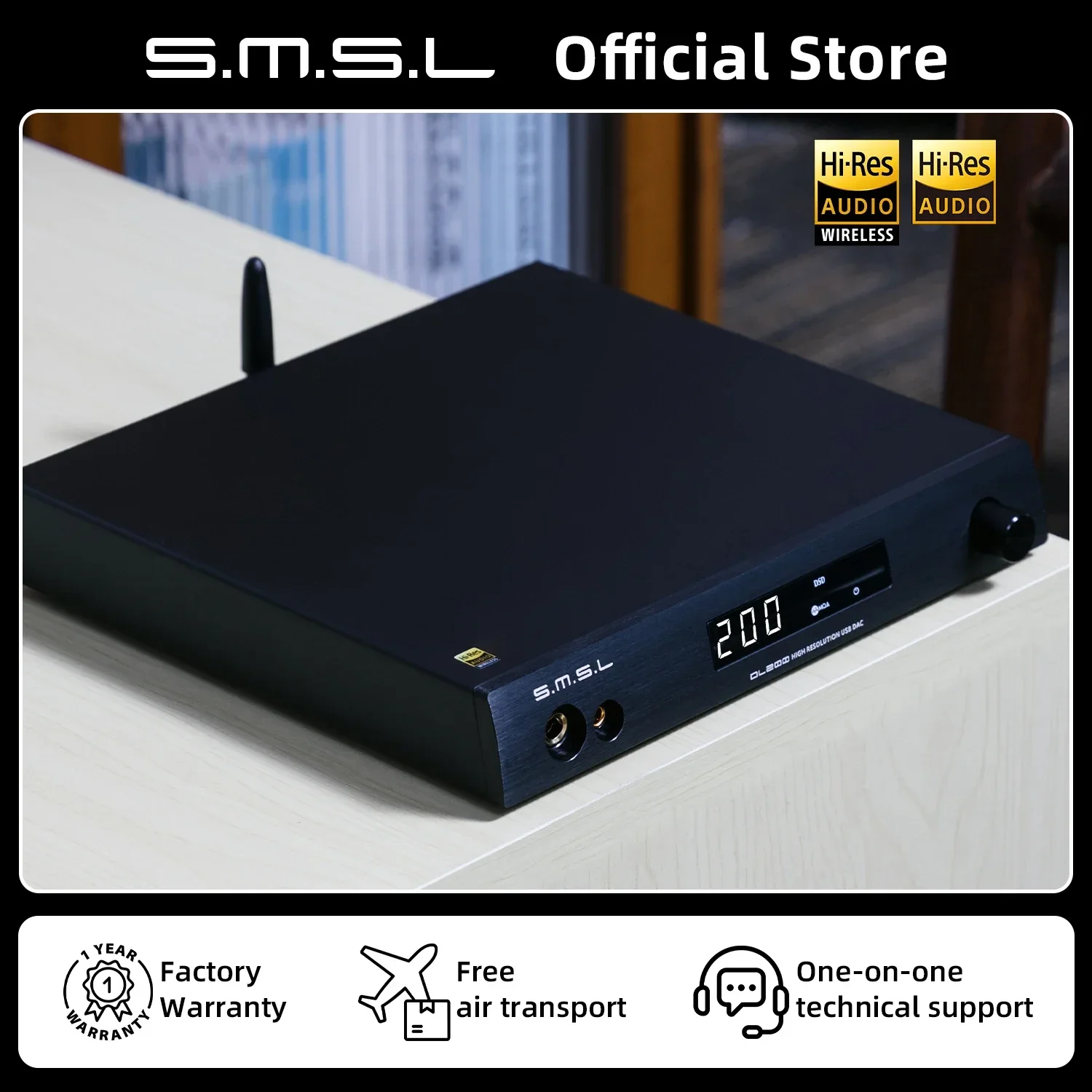 SMSL DL200 AUDIO DAC & Headphone Amplifier MQA-CD ES9039Q2M True Balanced Bluetooth APTX HD OPA1612 DSD512 With Remote Control