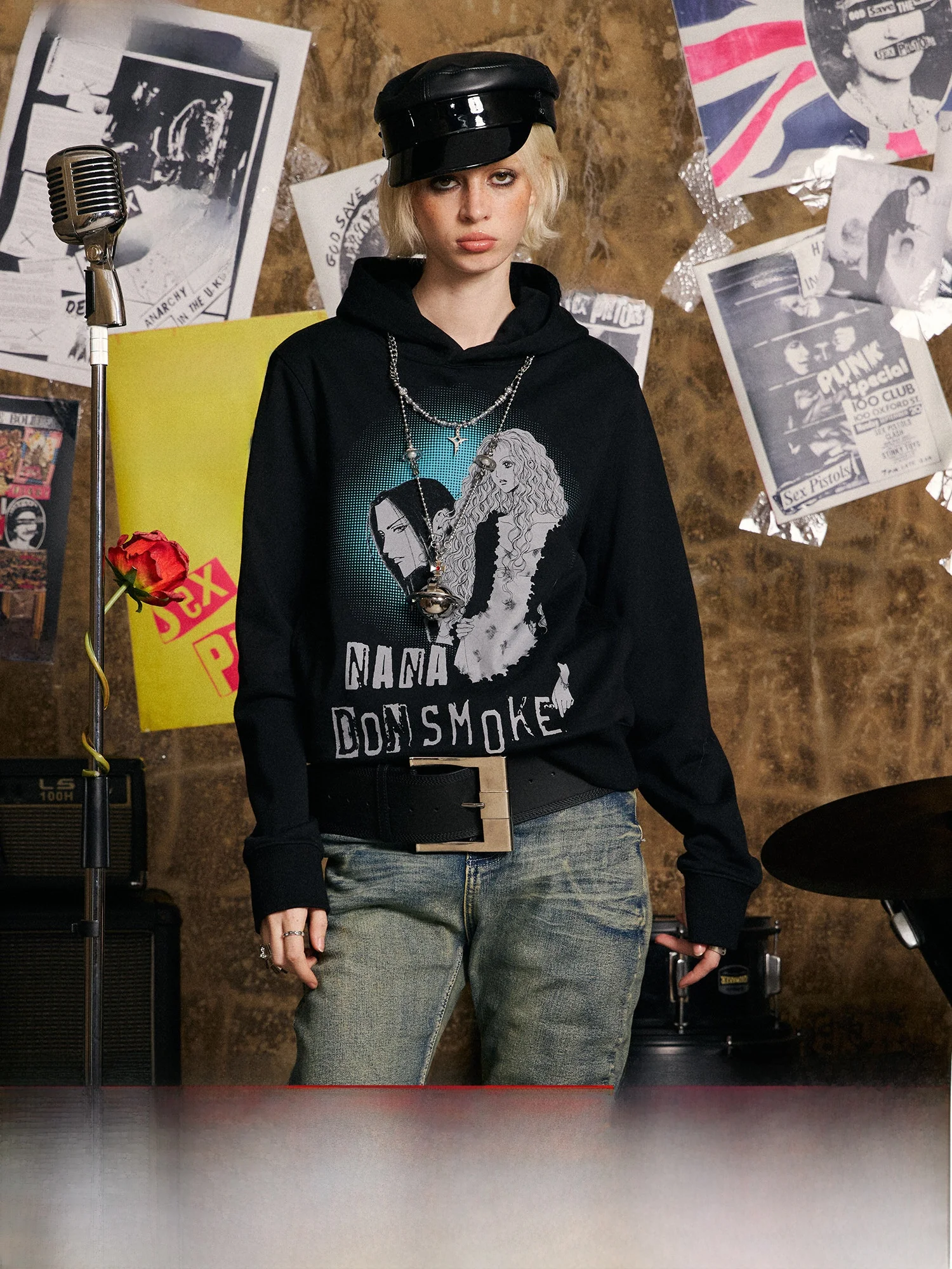 

Donenana Printed Portrait Hoodie Sweatirt Cotton Polyester Blend Long Sve Warm Trendy ex Hooded T-irt