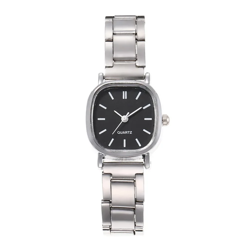 Retro Compact Simple Women's Square Student Watch with Steel Strap Fashionable Quartz Timepiece can be customized
