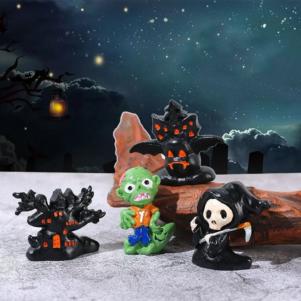 

Creative 3D Halloween Pumpkin Ornaments Resin Decorative Ghost Ornaments DIY Micro Landscape Halloween Party
