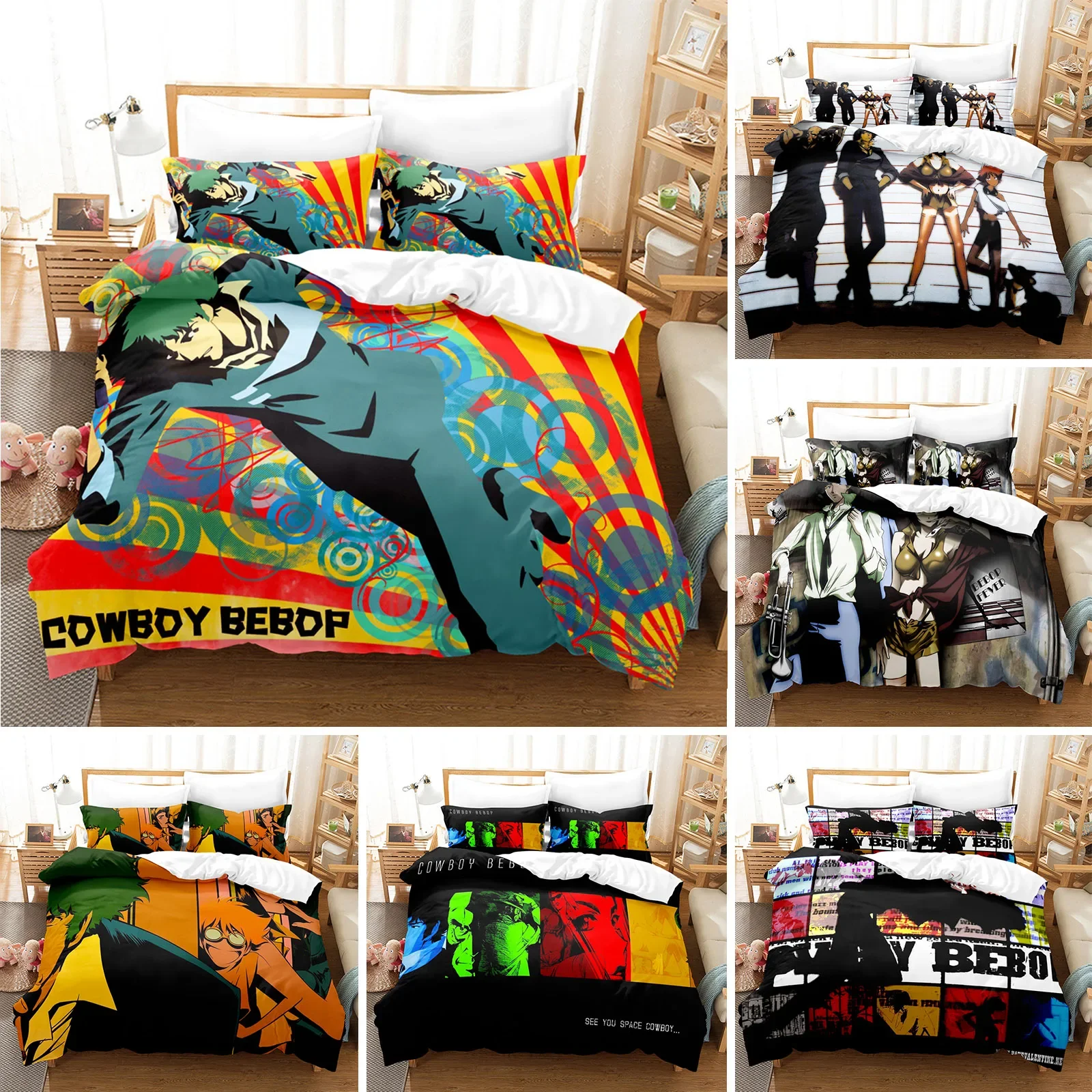 

Cowboy Bebop Bedding Set Japanese Anime Quilt Cover Twin Full Queen King Size With Pillowcase Home Textile