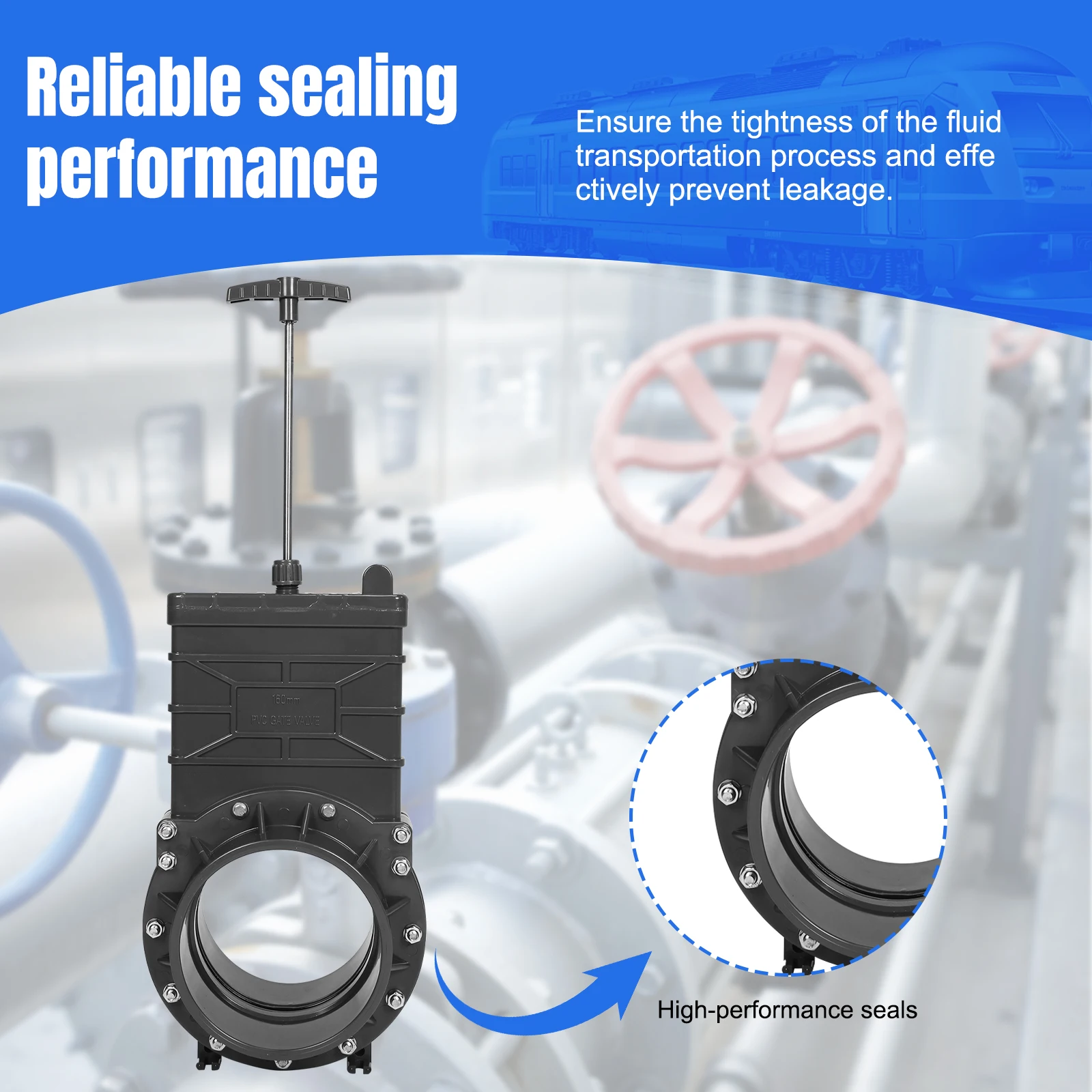 

6 Inch PVC Gate Valve Socket X Socket Connection UPVC Waste Sewer Valve ABS Handle Stainless Steel Stem for Pipe Flow Regulation