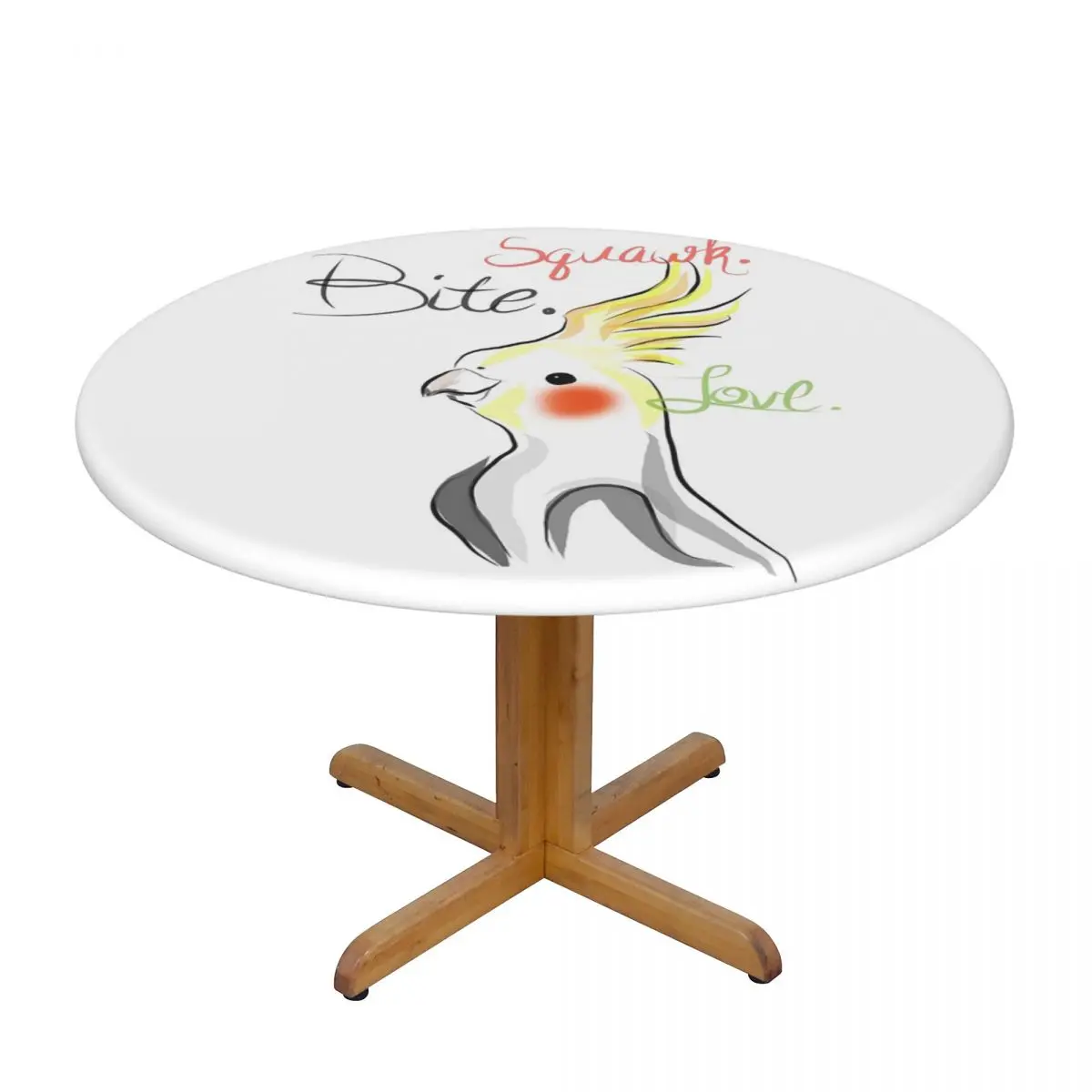 Cockatoo Cockatiel Parrot Squawk Bite Love Waterproof Round Tablecloth Oilproof Table Cloth Kitchen Events Dining Table Cover
